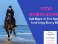 Reiterin mit Helm reitet stolz am Strand. Ein Beispiel für erfolgreiches Gelassenheitstraining Pferd, das Angst überwindet.