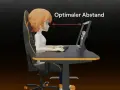 Ein Mädchen sitzt am Schreibtisch und hält den optimalen Abstand zum Monitor ein.