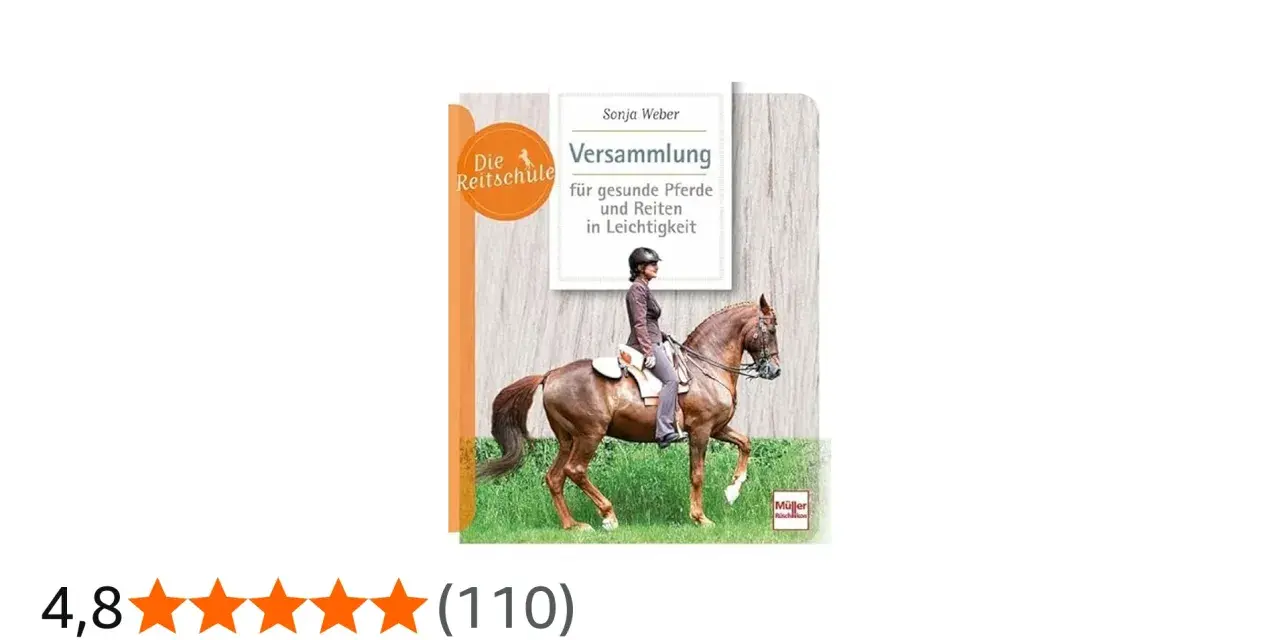 Buchcover "Versammlung für gesunde Pferde und Reiten in Leichtigkeit" zeigt eine Reiterin auf einem braunen Pferd.