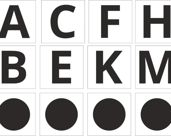 Reithalle Buchstaben A, C, F, H, B, E, K, M und vier Kreise.