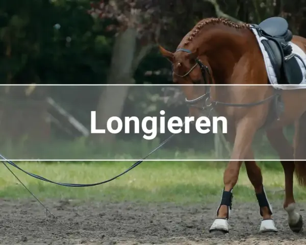 Ein Pferd wird an der Longe im Kreis geführt. Das Longieren ist eine Trainingsmethode für Pferde.