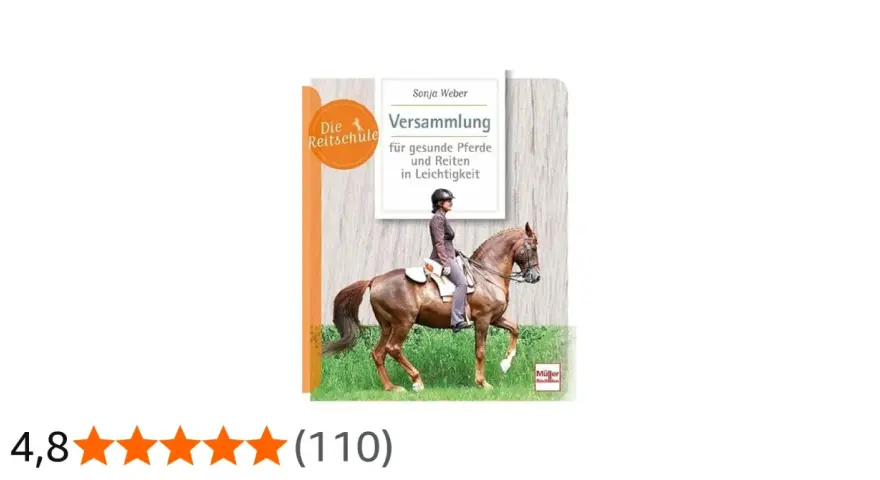 Buchcover "Versammlung für gesunde Pferde und Reiten in Leichtigkeit" zeigt eine Reiterin auf einem braunen Pferd.